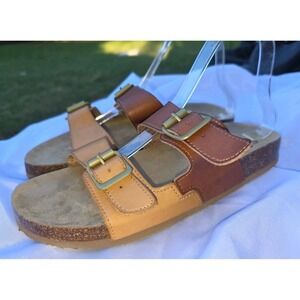 Women's Two Tone Suede Leather Cleopatra Sandals - Size 10